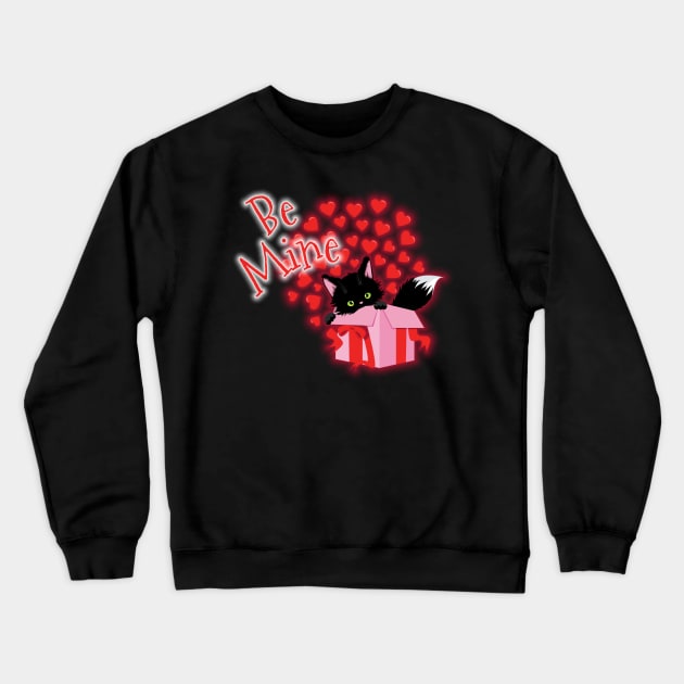 Be Mine Valentine's Day Cute Cat Hearts Crewneck Sweatshirt by Wanderer Bat